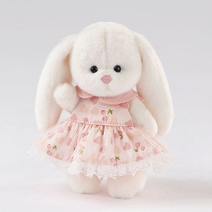 Зайка Lina TeddyTales, XS,в платье с сердечками, брелок, 15 см